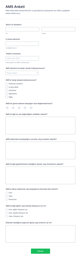 AMS Anketi Form Şablonu