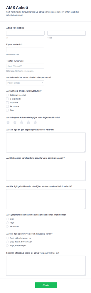 AMS Anketi Form Şablonu