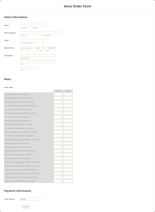 Amul Order Form Template