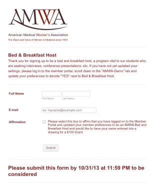 Bed And Breakfast Hosting Participation Form Template