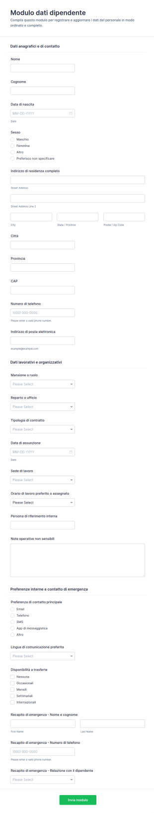 Anagrafica Dipendente Form