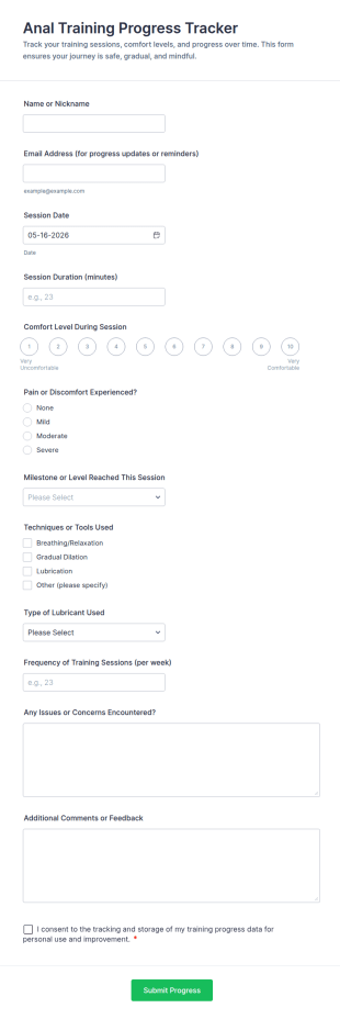 Anal Training Progress Tracker Form Template