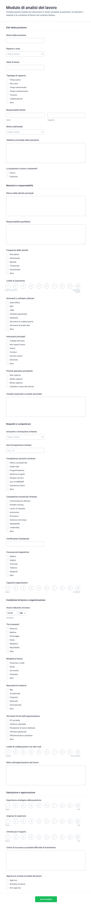 Analisi Del Lavoro Survey