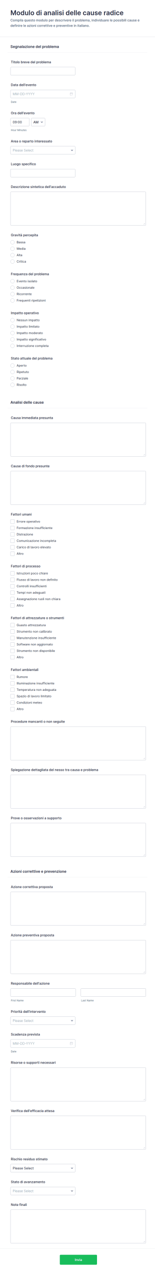 Analisi Delle Cause Radice Modulo