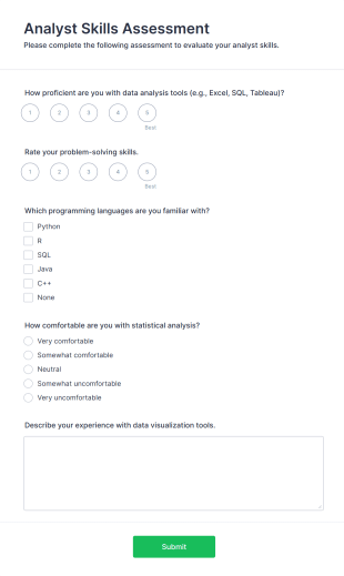 Analyst Skills Assessment Form Template
