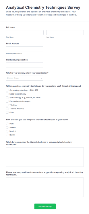Analytical Chemistry Techniques Survey Form Template