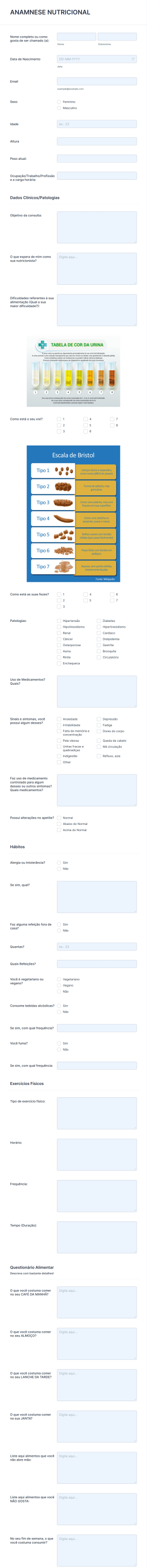 Anamnese Nutricional Form Template