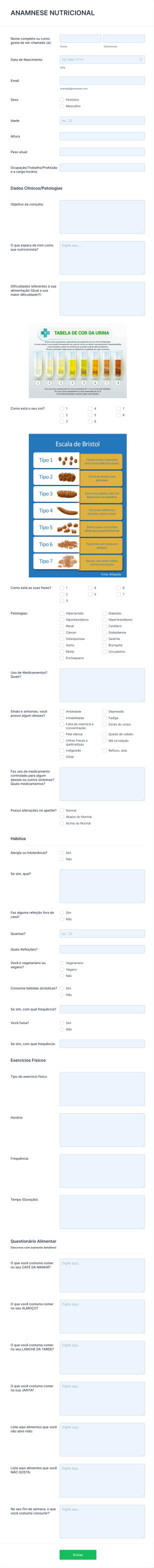 Anamnese Nutricional Form Template