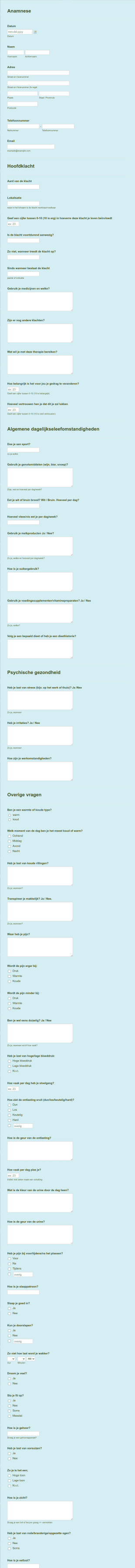 Anamnese Form Template