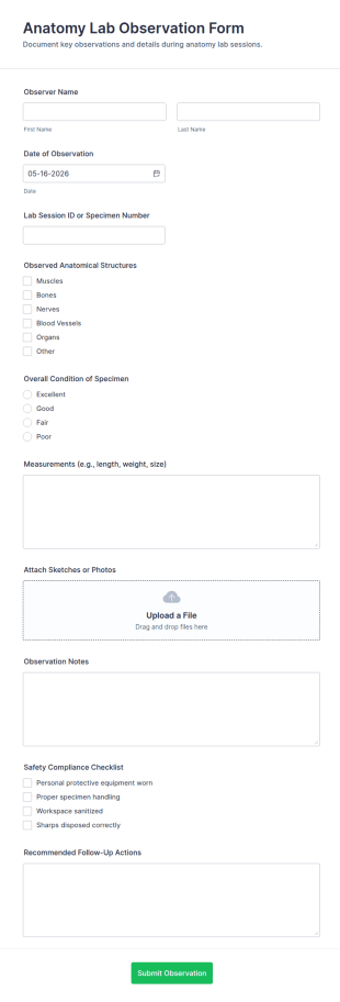 Anatomy Lab Observation Form Template