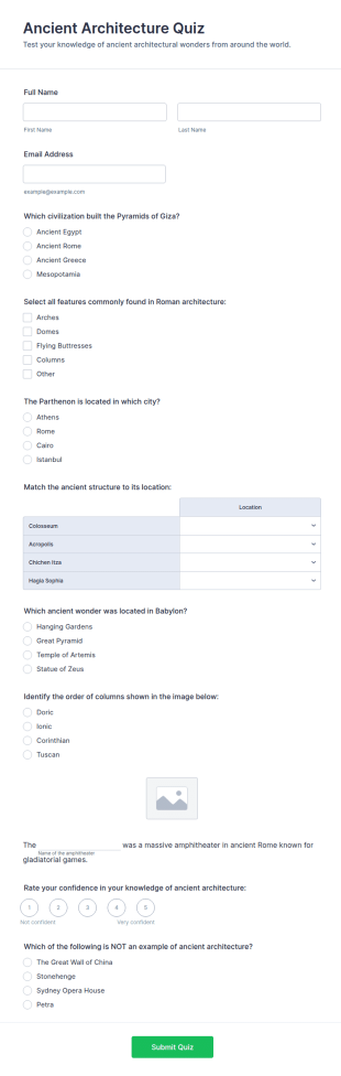Ancient Architecture Quiz Form Template