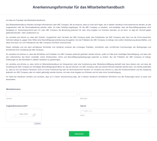 Anerkennungsformular Für Das Mitarbeiterhandbuch