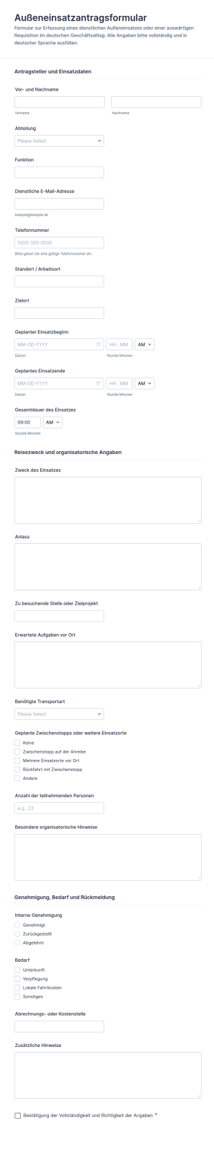 Anforderung Einer Auswärtsunterbringung Formular
