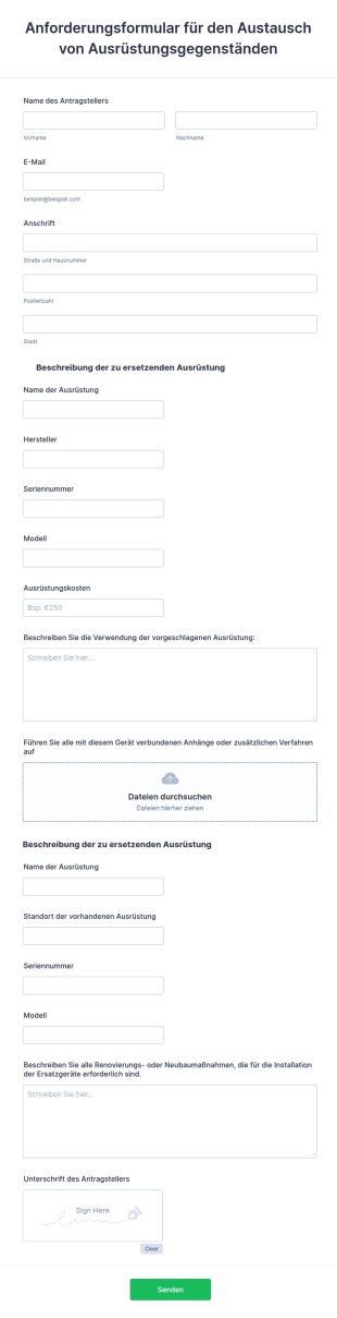 Anforderungsformular Für Den Austausch Von Ausrüstungsgegenständen