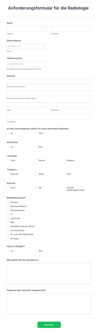 Anforderungsformular Für Die Radiologie