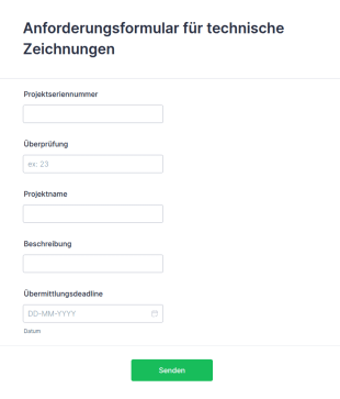 Anforderungsformular Für Technische Zeichnungen