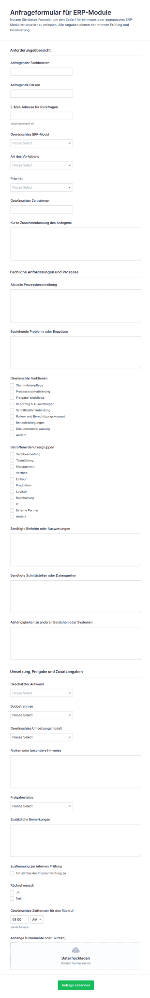 Anfrage Für Ein ERP Modul