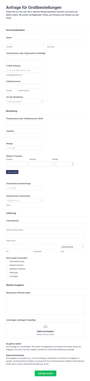 Anfrage Für Großbestellungen In Shopify Shops