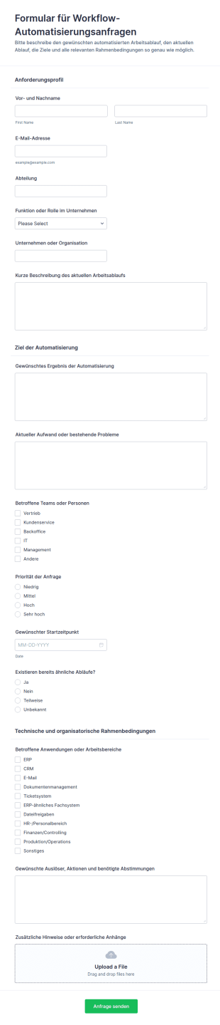 Anfrage Für Workflow Automatisierung