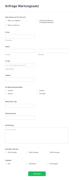 Anfrage Wartungssatz
