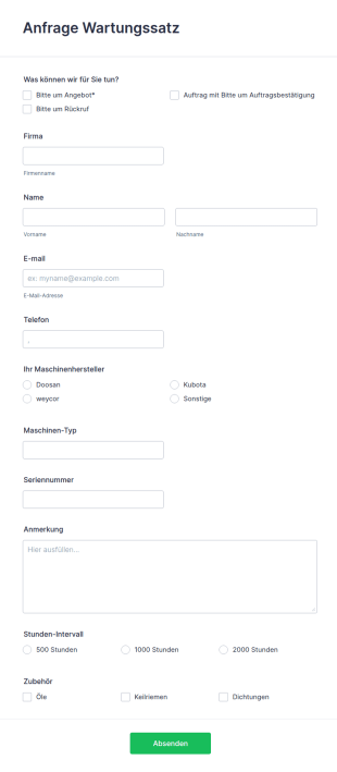 Anfrage Wartungssatz