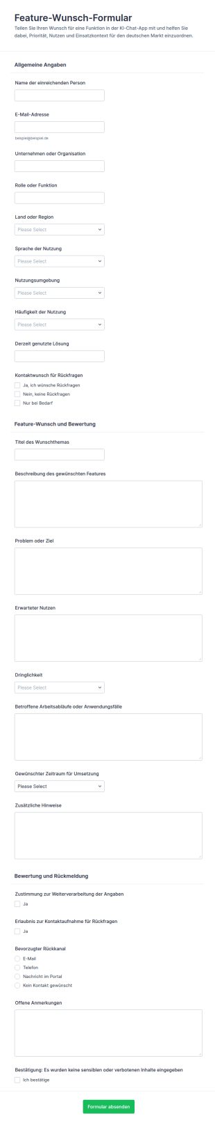 Anfrage Zum Funktionswunsch Für Einen KI Chat App