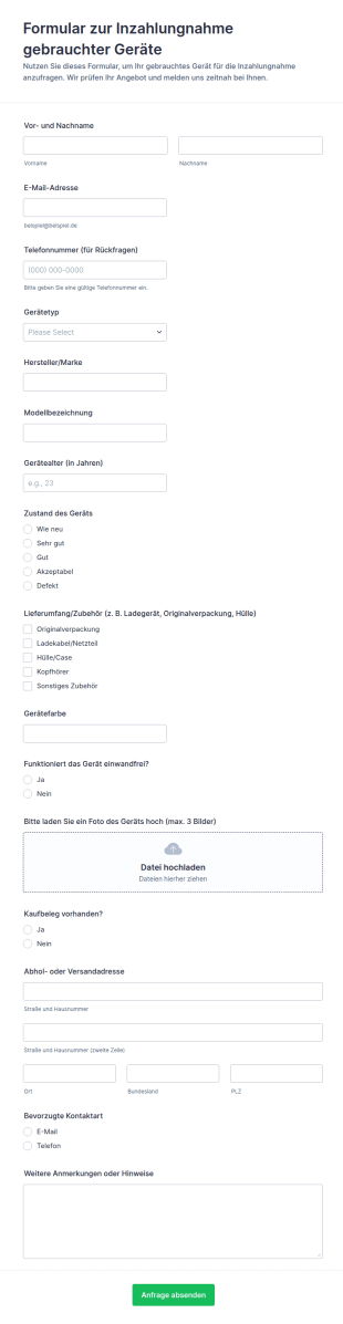 Anfrage Zum Geräteaustausch Gebrauchter Ausrüstung
