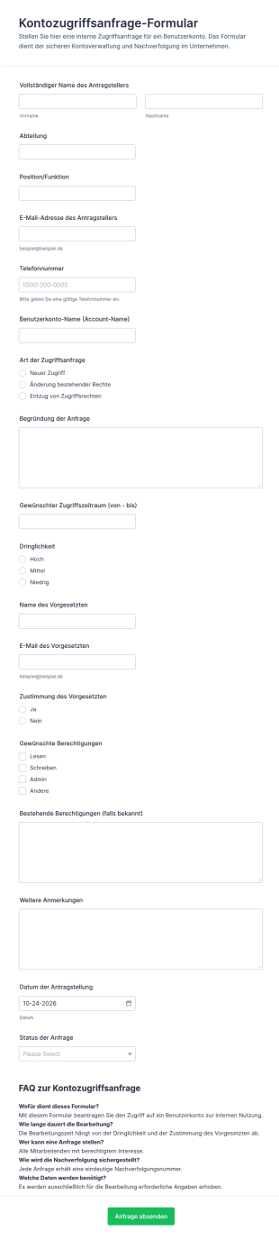Anfrage Zum Kontozugriff