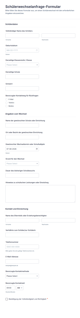 Anfrage Zum Schulwechsel