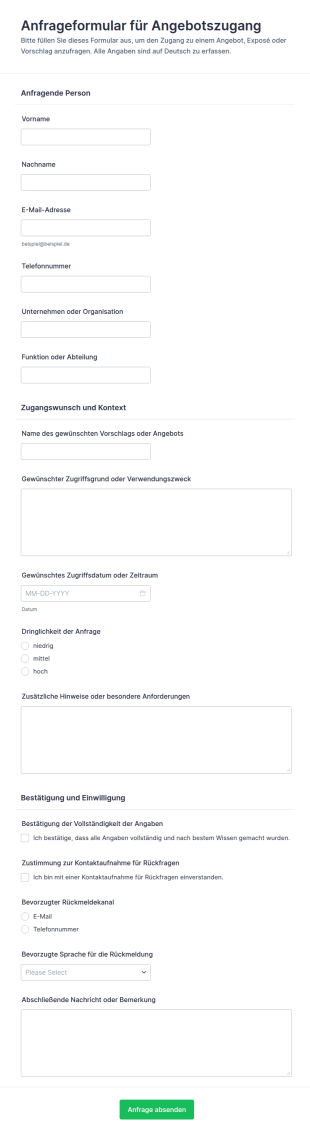 Anfrage Zur Angebotszugriffsfreigabe