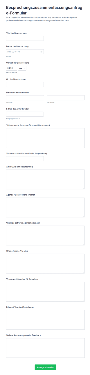 Anfrage Zur Besprechungszusammenfassung