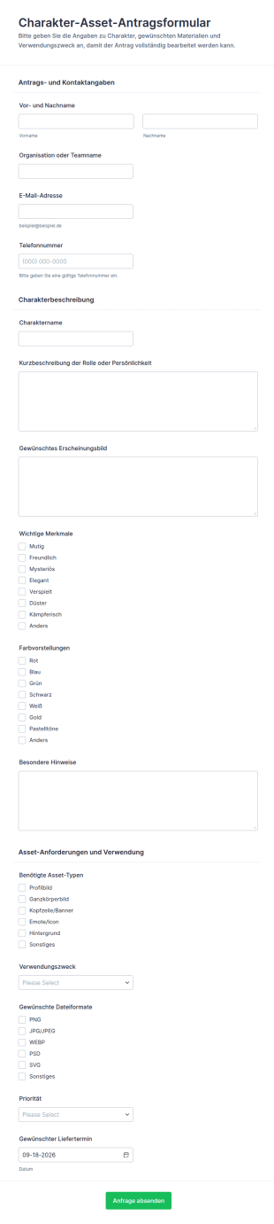 Anfrage Zur Charakterausstattung