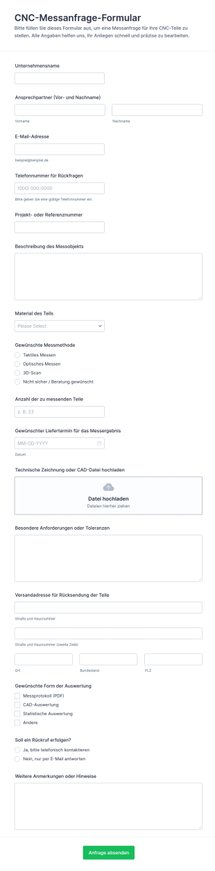 Anfrage Zur CNC Messung