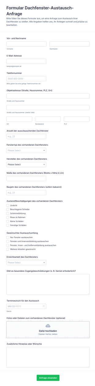 Anfrage Zur Erneuerung Eines Oberlichts Form