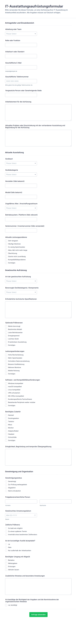 Anfrage Zur IT Geräteaktualisierung