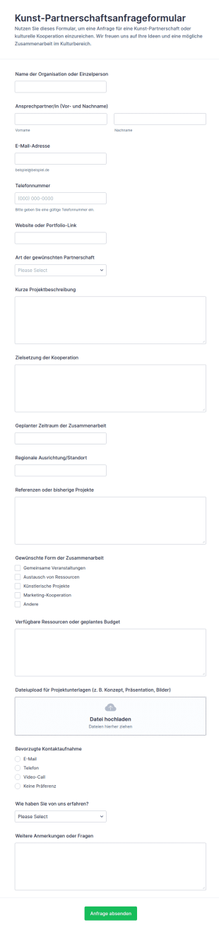 Anfrage Zur Kunst Partnerschaft