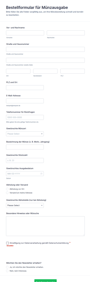 Anfrage Zur Münzverteilung