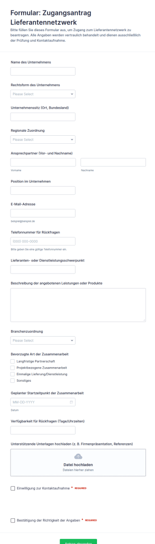 Anfrage Zur Netzwerkkontrolle Für Lieferanten