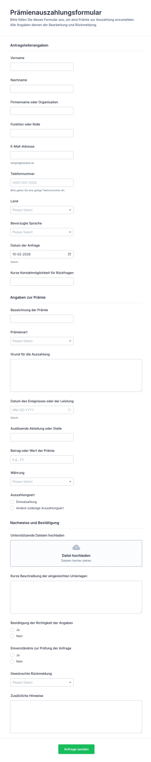Anfrage Zur Prämienauszahlung