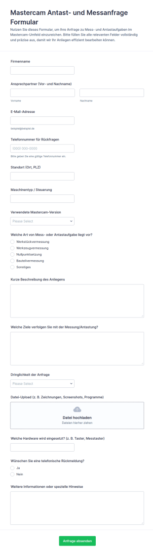 Anfrage Zur Werkstückabtastung