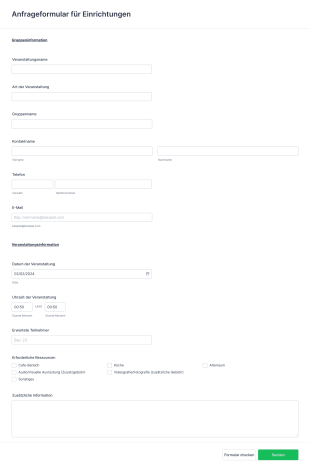 Anfrageformular Für Einrichtungen Form Template