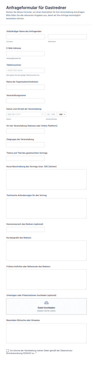 Anfrageformular Für Gastredner