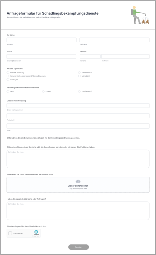 Anfrageformular Für Schädlingsbekämpfungsdienste Form Template