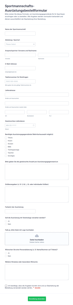 Anfrageformular Für Team Kits