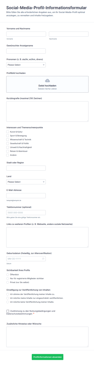 Angaben Zum Social Media Profil Survey