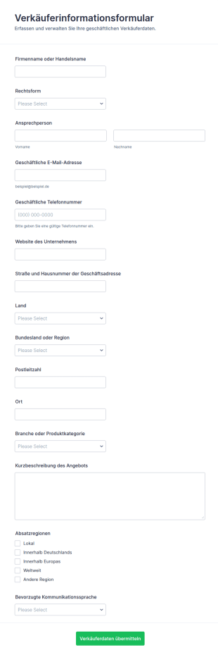 Angaben Zum Verkäufer Formular