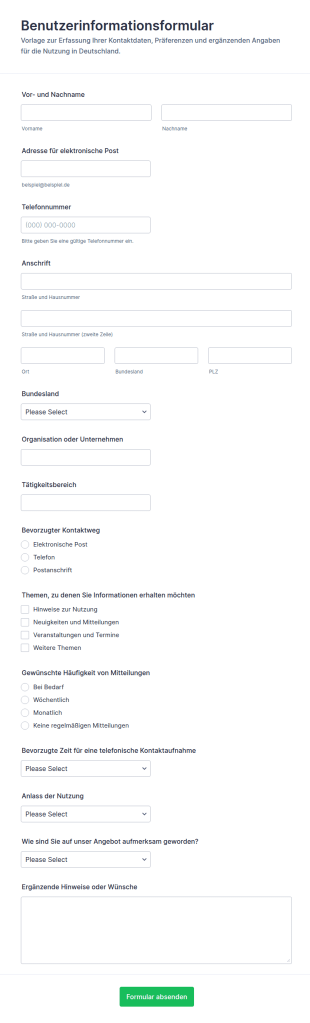 Angaben Zur Person Formular