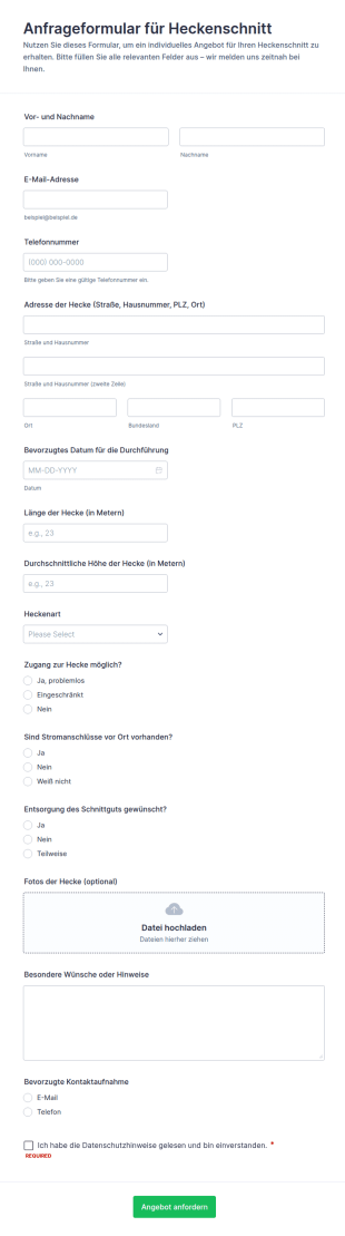 Angebot Für Heckenschnitt Anfordern