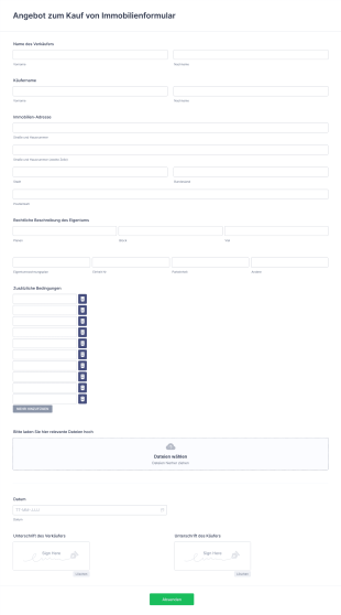 Angebot Zum Kauf Von Immobilienformular Form Template