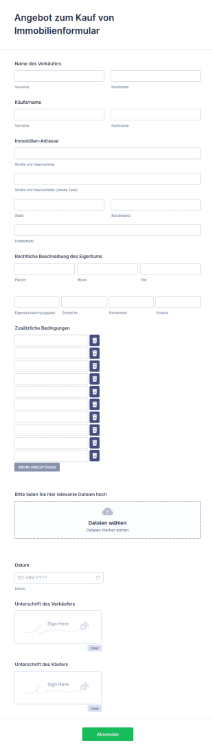 Angebot Zum Kauf Von Immobilienformular